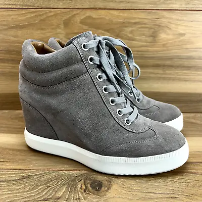 Via Spiga Womens Boot 6 M Samaire Wedge Fashion Ankle Sneaker Booties Gray Suede • $29.88