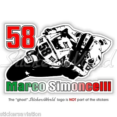 MARCO SIMONCELLI 58 Moto GP Racing 155mm Vinyl Fahrradhelm Sticker Aufkleber • $4.71