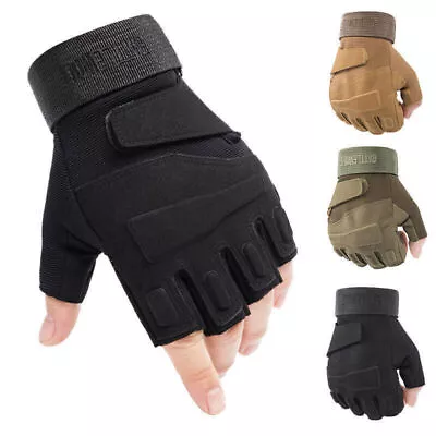 Tactical Mechanic Wear Safety Work Gloves General Utility Patrol Duty Fingerless • £9.39