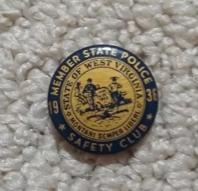 1936 Member State Police Safety Club Pin West Virginia WV. RARE • $19.99