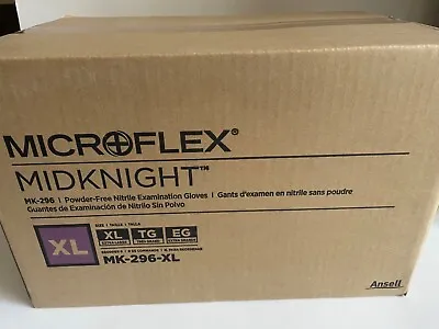 1000 Count Case - Ansell Microflex Midknight Black Nitrile Exam Gloves 6 Mil XL • $94