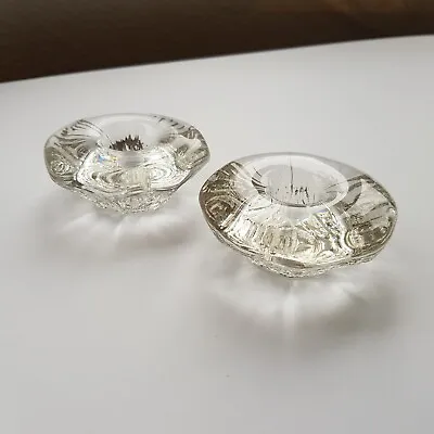 Iittala Glass Candle Holders Pair 8cm Scandinavia Nordic Ice Design Finland VTG • £20.95