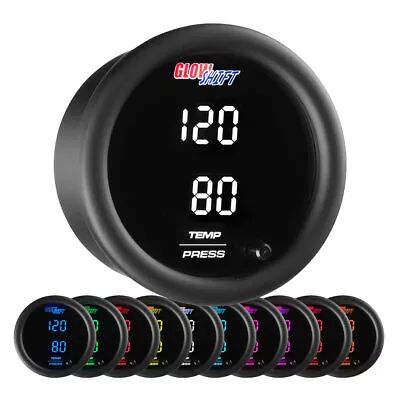 GlowShift 10 Color Digital Dual Temperature & Pressure Combo Gauge • $159.99