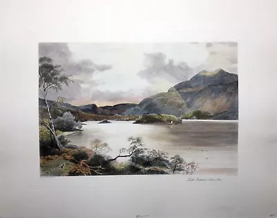 Loch Katrine (Ellen's Isle) Artist: Mac Whirter Vintage Color Etching: D. Law • $150