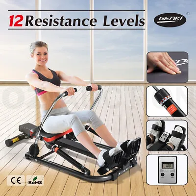 Genki Hydraulic Rowing Machine Exercise Home Gym Cardio Rower Resistance Fitness • $179.95