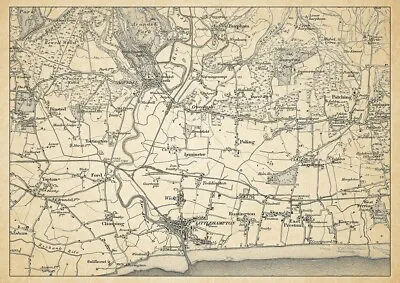 Old Map Environs Of Arundel Sussex - 1898 • £15.99