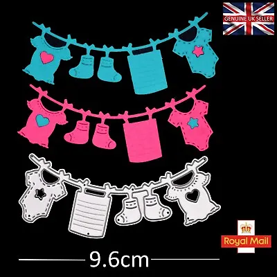 £4.25 • Buy Baby Clothes Washing Line Metal Cutting Die, Card Making, Crafts *UK SELLER* C4