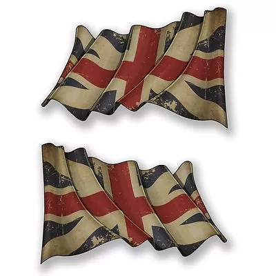 2 X Waving Union Jack Flag Vinyl Sticker Laptop Travel Luggage Car #6665Â  • £2.99