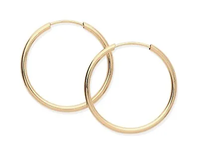 9CT GOLD SLEEPER HOOP EARRINGS - Sizes: 12mm / 14mm / 18mm / 25mm / 30mm (PAIRS) • £20.95