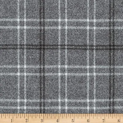 Mammoth Flannel Gray Plaid Check Double Sided Flannel Fabric By The Yard D283.38 • $14.95