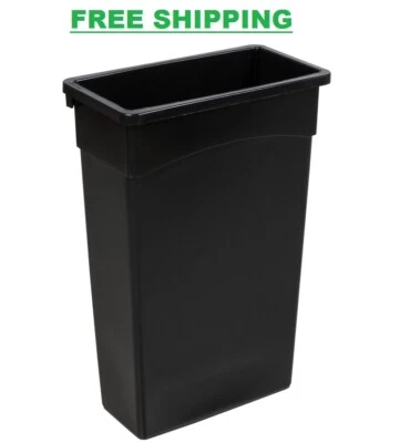 $61.70 • Buy 23 Gallon Heavy-Duty Black Wall Hugger Tall Restaurant Kitchen Trash Can Home