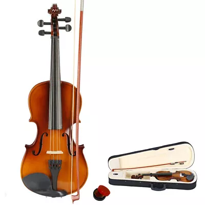 US 3/4 Size Acoustic Violin+Case+Bow+Rosin Natural Wood For Beginner Youth • $66.99