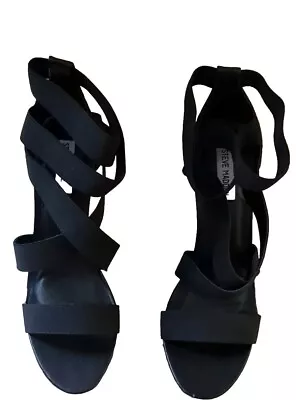 Steve Madden Abby  Platform Wedge Sandals Black 11M X00 105IBJ7 • $19.97