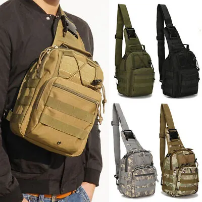 Mens Tactical Shoulder Bag Messenger Sling Chest Pack Military Molle Backpack UK • £8.96