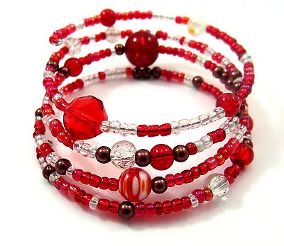 Memory Wire Bracelet Jewellery Making Kit Red With Instructions K0038 • £5.59