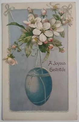 Vintage Easter Postcard Silver Tone Flowers Egg Divided Back F AA7 • $5.65