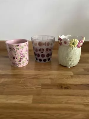Lovely Yankee Candle  3 X Votive/Tealight Holders. 2 X Flowers/spots • £4.50