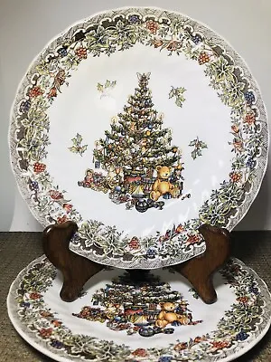 Queens Myott China Seasons Greetings Christmas Tree ~ 2 Salad Plates New • $19.99