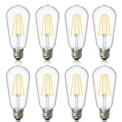 8 Pack LED Edison Light Bulb 60W Equivalent E26 6W 4000K Daylight White LED Bulb • $28.86