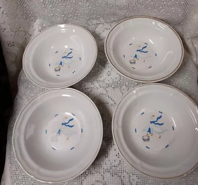 Vintage Newcor Stoneware Countryside Geese Dinnerware 7  Soup Bowls-4 Each • $32