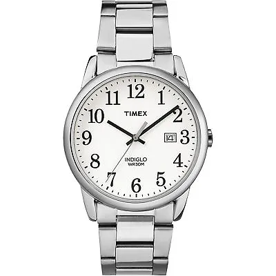 Timex TW2R23300 Men's Silvertone Bracelet Watch Easy Reader Indiglo Date • $44.80