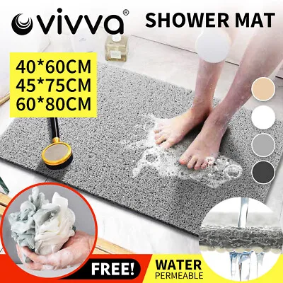 VIVVA Bathroom Bath Mat Anti Slip Loofah Carpet Shower Rug Water Drains Non Slip • $22.95