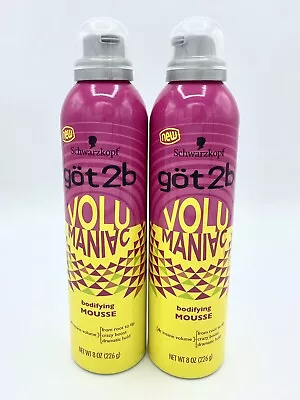 (2) Got2b Volumaniac Bodifying Mousse Dramatic Hold Crazy Volume 8 Oz NEW • $24.99