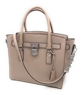 Michael Kors Hamilton Leather Conv Satchel Shoulder Bag (Cement/Silver) NWD  • $198