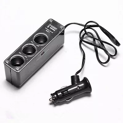 3 Way Multi Car Cigarette Socket Lighter Splitter Charger DC Adapter + USB • $8.90