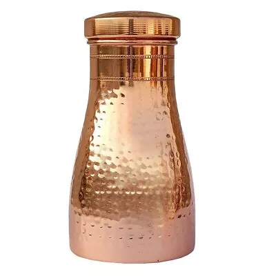 Hammered Bedside Pure Copper Carafe With Inbuilt Copper Glass Tumbler- 1000 ML • $25.94