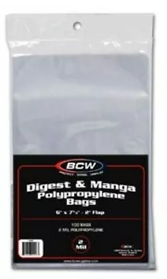100 BCW Manga /Readers Digest Acid Free 2-Mil Poly Bags 6x7 5/8 Archival Sleeves • $10.59