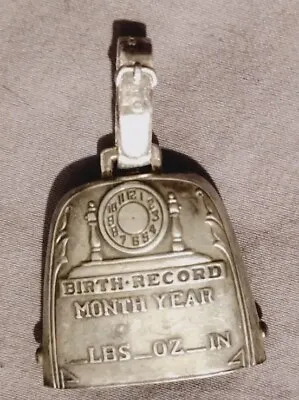 Vintage 1940s WEBSTER Sterling Silver Baby Rattle/Bell Birth Record Pendant 8.8g • $24.99