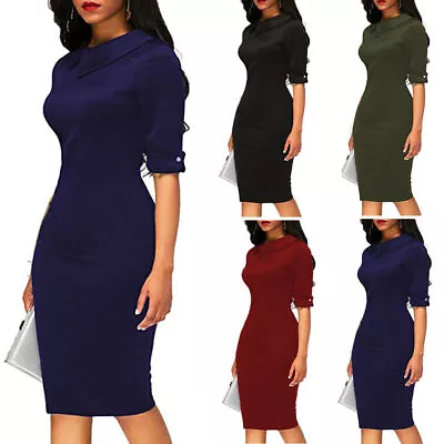 £13.98 • Buy Women Formal Pencil Dress Ladies Office OL Work Elegant Evening Cocktail Bodycon