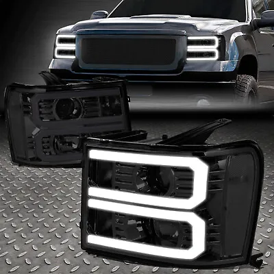 [dual 3d Led Drl]for 07-14 Sierra 1500-3500 Smoked/clear Porjector Headlight • $199.88