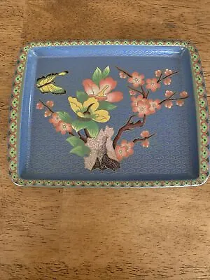 Vintage Floral Cherry Blossoms & Butterfly Tray: Daher Decorated Ware England • $8
