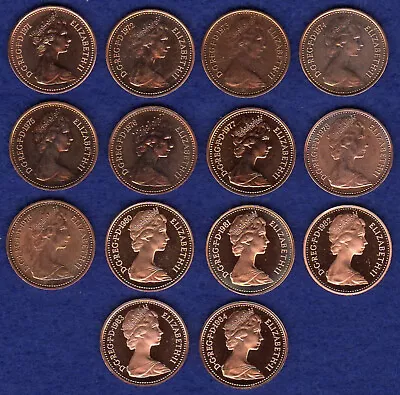 Great Britain 1971 - 1984 Proof Halfpence Date Run 14x Coins (Ref. T6232) • £21