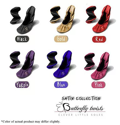 Butterfly Twists - Satin - Ballerina Flats / Folding Shoes - New - Size S/m/l • £7.99