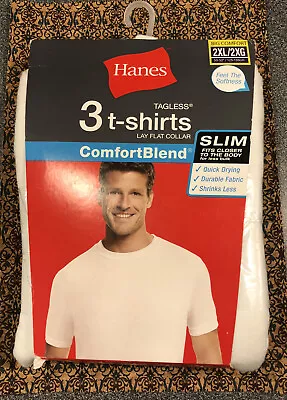 Men’s Hanes T Shirts 3 Pack 2XL White 100% Cotton Confit Blend • $24