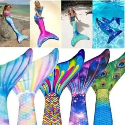 Kids Adult Swimming Mermaid Tail Girl Mom Cosplay Costume Party Gift Swimsuit • £20.95