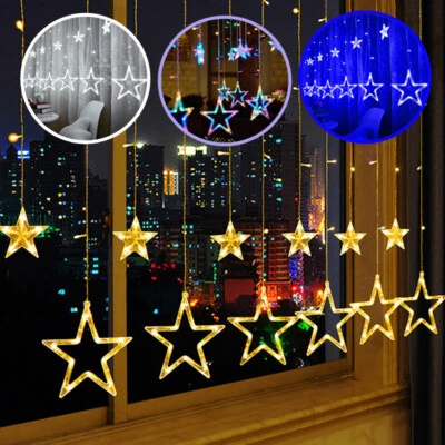 £9.42 • Buy Christmas LED Curtain Star Lights Window String Fairy Waterproof Decor Xmas Sale