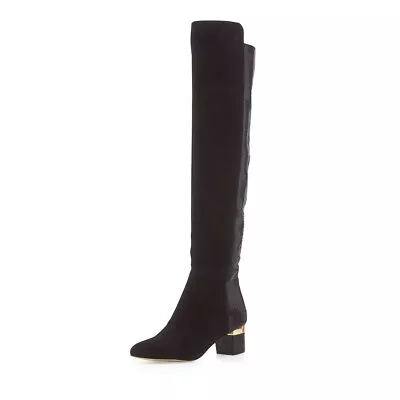 Michael Kors Alaysia Suede Python Over The Knee Boots Sz 7 Black • $100