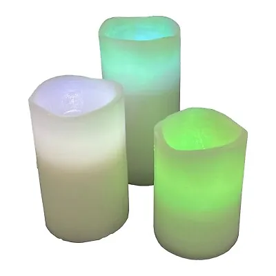 £12.49 • Buy Remote Controlled Multi Colour Changing Real Wax Battery Candles 3 In Pack Xmas