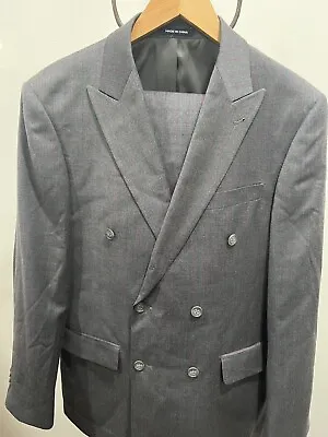 Mens Paul Fredeick Super 100s Pinstripe Double Breasted Suit Size 38R Pant 34W • $99.90