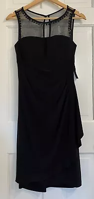 NWT Scarlett Black Sheath Dress Side & Back Ruched Beaded Mesh Yoke Sleeveless 4 • $21.99