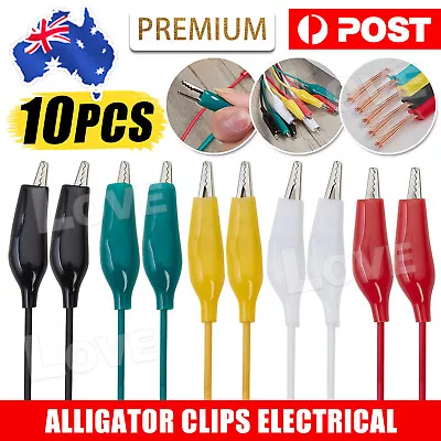 10PCS Electrical Alligator Clips Test Lead Jumper Wire Crocodile Cable Wire AU • $5.65