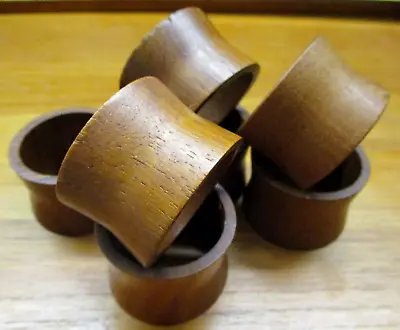 Vintage Teak Napkin Rings Wooden Wood Holders Mid Century Danish Modern Set 7 • $18