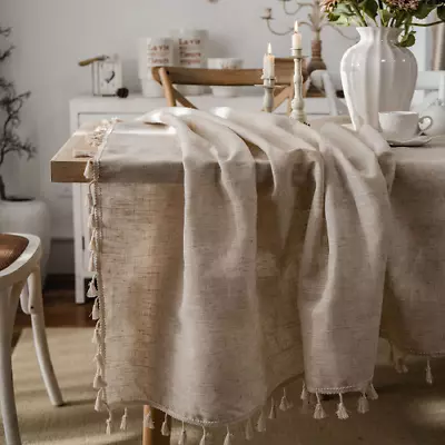 Linen Tablecloth Rectangular Table Cloth Cover Table Map Towel Dining Table • £16.42