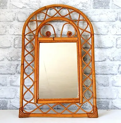 Vintage Bamboo Mirror Decorative Wicker Cane Boho Tiki 1970s Retro Mid Century • $68.38