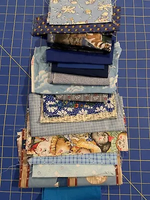 Vintage Fabrics Scraps And Pieces Blues Cottons 1 1/2+ Yds Sashiko Boro Quilting • $16