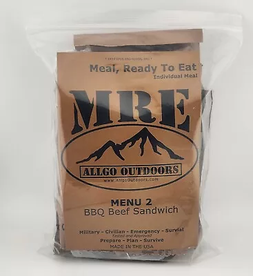 MRE Ready To Eat BBQ Beef Sandwich Meal 2 By Allgo Outdoors • $19.99